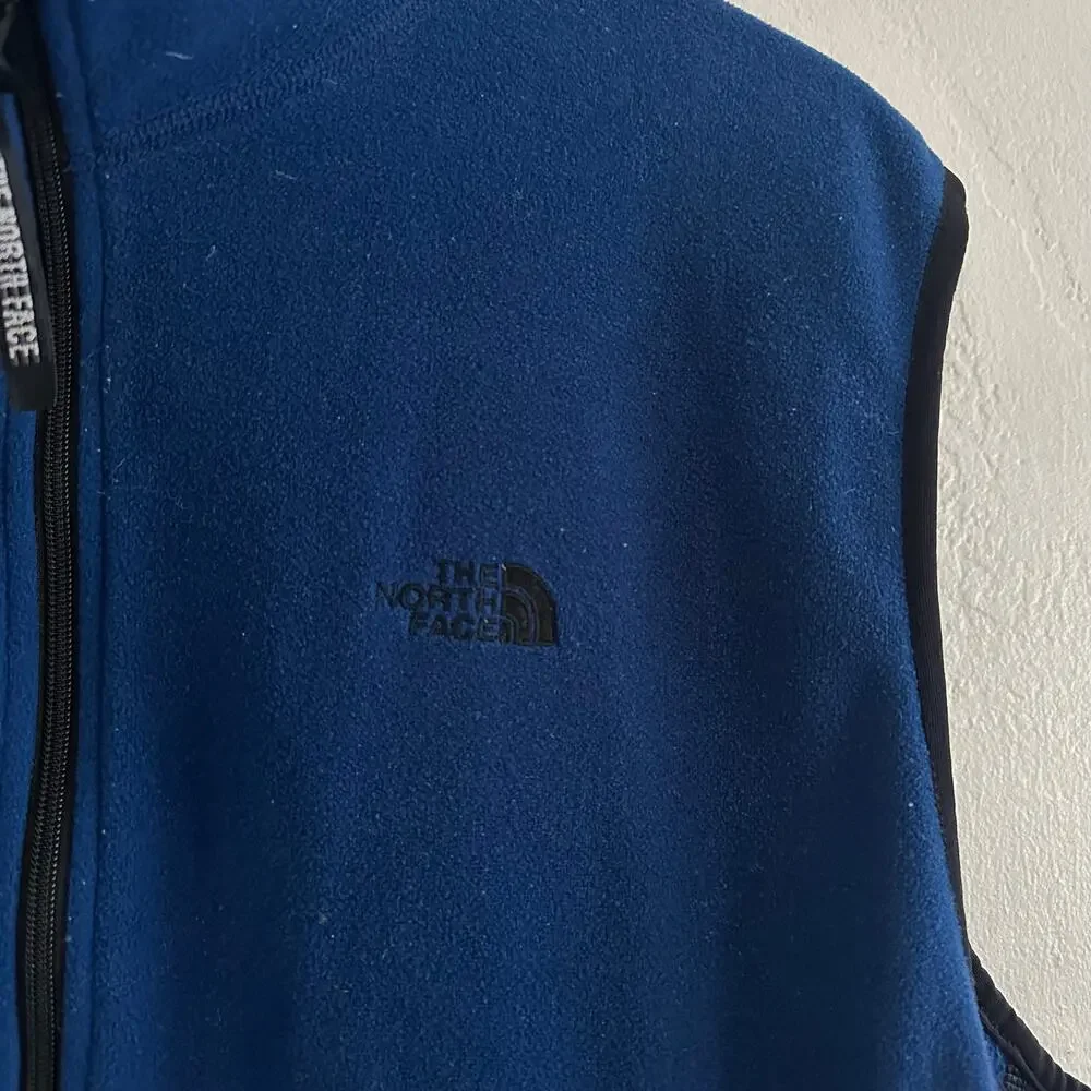 The North Face Full Zip Fleece Vest Blue Men's Size XLarge Zip Pockets‎